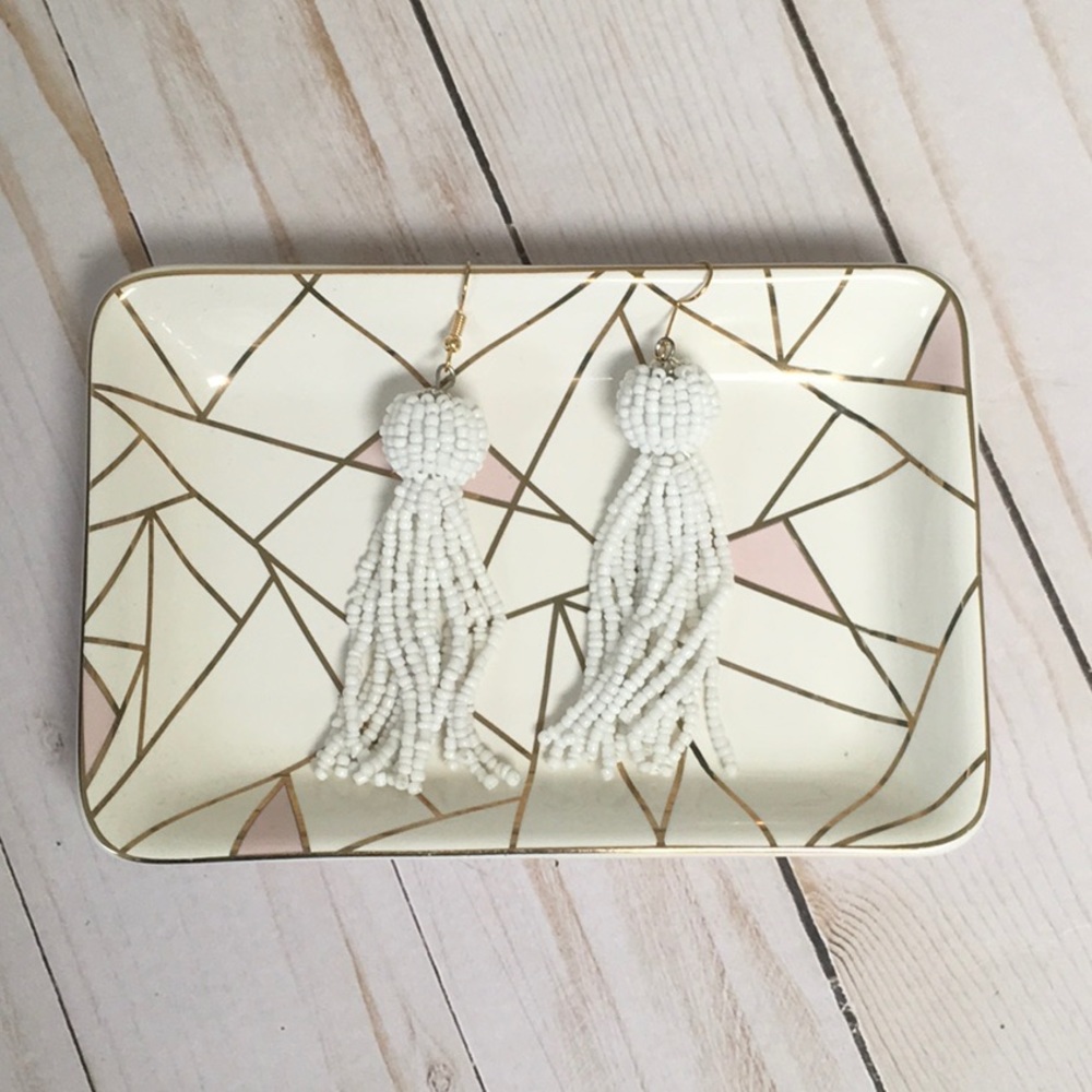 New! Boho White Beaded Drop Earrings